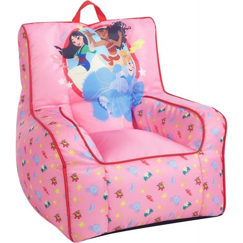  Idea Nuova Disney Princess Toddler Nylon Bean Bag Chair with Piping & Top Carry Handle