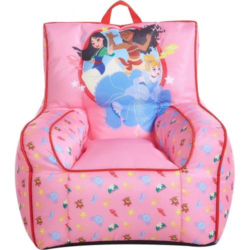  Idea Nuova Disney Princess Toddler Nylon Bean Bag Chair with Piping & Top Carry Handle