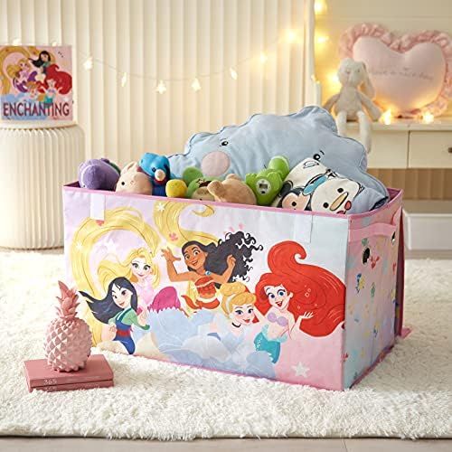  Idea Nuova Disney Princess Collapsible Toy Storage Trunk with Lid, 28 W x 16 D x 14.5 H