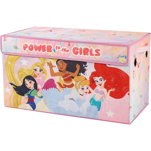  Idea Nuova Disney Princess Collapsible Toy Storage Trunk with Lid, 28 W x 16 D x 14.5 H