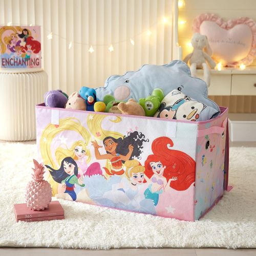  Idea Nuova Disney Princess Collapsible Toy Storage Trunk with Lid, 28 W x 16 D x 14.5 H