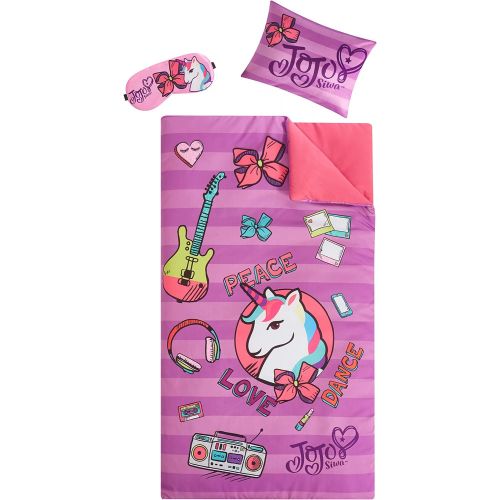  [아마존베스트]I WEAR JOJO JoJo Siwa Giftable Sleepover Set with Sleeping Bag, Pillow & Bonus Eye Mask, Ages 3+, Pink, 26x46