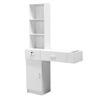 IdealBuy Idealbuy Hair Styling Station Desk Wall Mount Beauty Salon Spa Mirrors Station White
