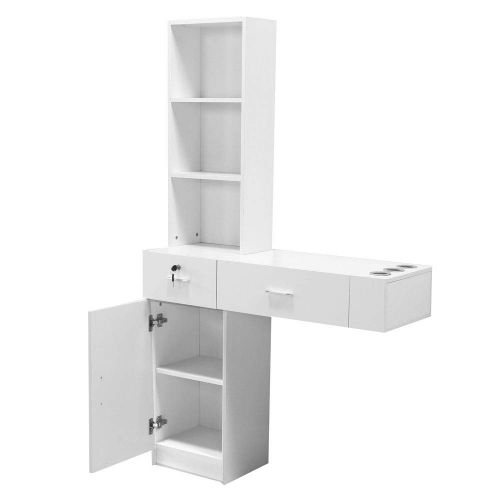  IdealBuy Idealbuy Hair Styling Station Desk Wall Mount Beauty Salon Spa Mirrors Station White