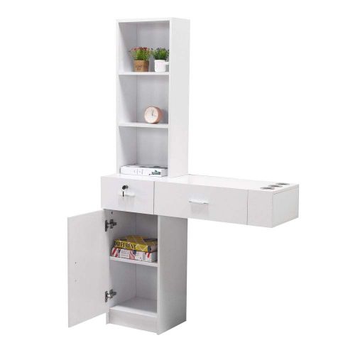  IdealBuy Idealbuy Hair Styling Station Desk Wall Mount Beauty Salon Spa Mirrors Station White