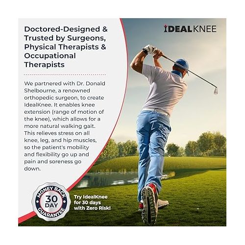  IdealKnee One Pad - Advanced Knee Extension & Pain Relief Device - Endorsed by PTs & Surgeons - Ideal for ACL, MCL Recovery, Athletes, Therapy & Rehab