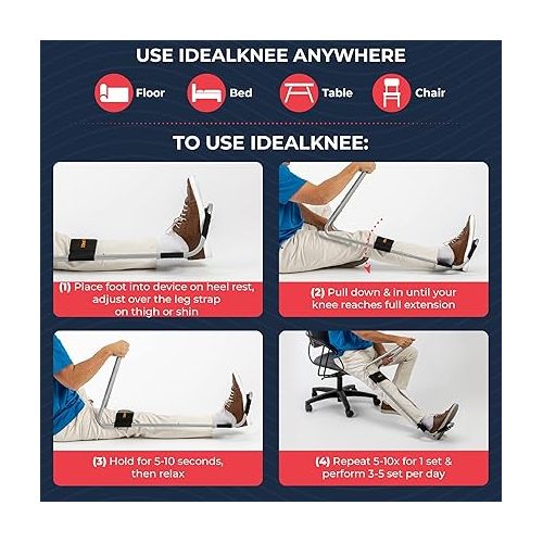  IdealKnee One Pad - Advanced Knee Extension & Pain Relief Device - Endorsed by PTs & Surgeons - Ideal for ACL, MCL Recovery, Athletes, Therapy & Rehab