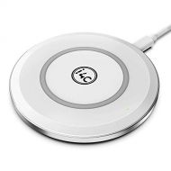 Ideas4comfort Wireless Charger Pad Qi Certified for iPhone 8/8 Plus/Xr, Samsung S9/S9+/G7/S8/edge and All Qi-Enabled Cells (no AC Adapter), 10W Fast Charging with Silicone Ring and Sleep-Friendl