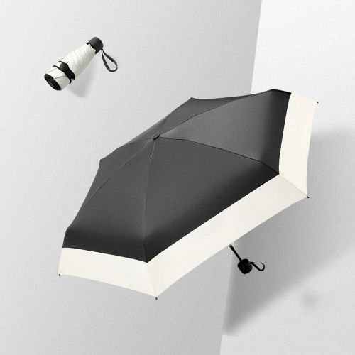  Idebris Simple Ultra-Light Sun Umbrella Folding Umbrella Parasol Sunscreen UV Protection (Color : Beige-Three fold)