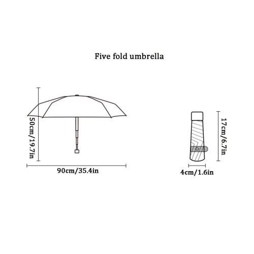  Idebris Simple Ultra-Light Sun Umbrella Folding Umbrella Parasol Sunscreen UV Protection (Color : Beige-Five fold)