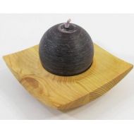 IdeesDecoCadeaux Black round candle decoration object wooden candle holder