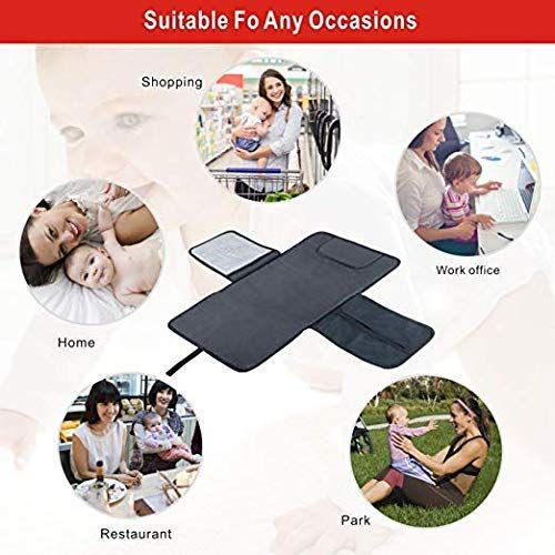  [아마존베스트]Diaper Changing Pad Diaper Change Mat with Head Cushion and Pockets,Infants Baby Portable Waterproof Changer Mat for Home,Travel & Outside Idefair (TM)