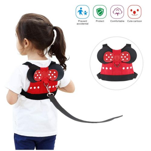  [아마존베스트]Idefair Kids Harness, Kid Leash Anti Lost Belt Harness Safety Walking Leash for Age 1-5 Years Old Boys and Girls to Disneyland, Mall or Zoo (Red)