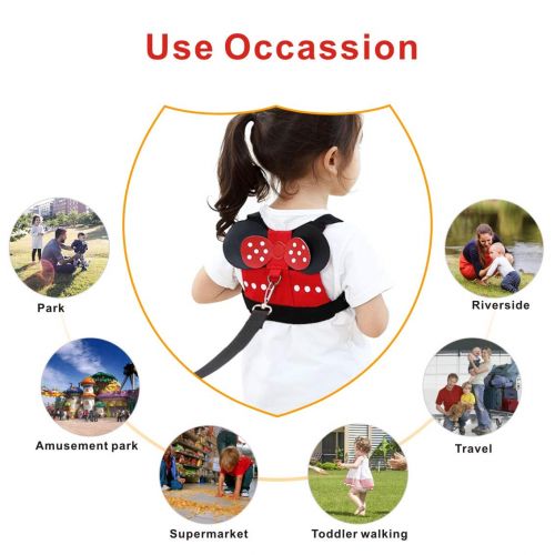  [아마존베스트]Idefair Kids Harness, Kid Leash Anti Lost Belt Harness Safety Walking Leash for Age 1-5 Years Old Boys and Girls to Disneyland, Mall or Zoo (Red)
