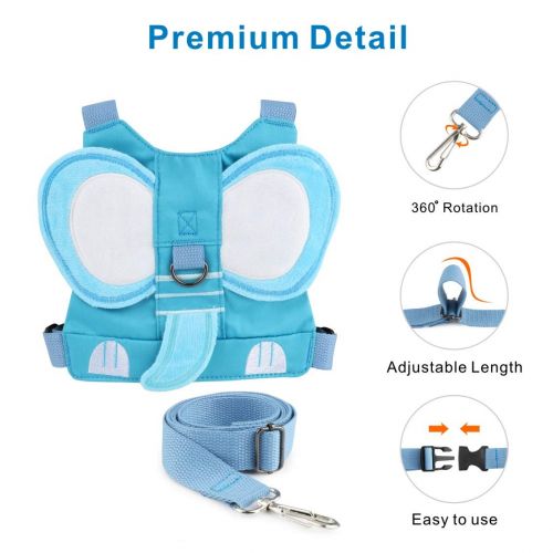  [아마존베스트]Idefair Kids Harness, Kid Leash Anti Lost Belt Harness Safety Walking Leash for Age 1-5 Years Old Boys and Girls to Disneyland, Mall or Zoo (Elephant Blue)