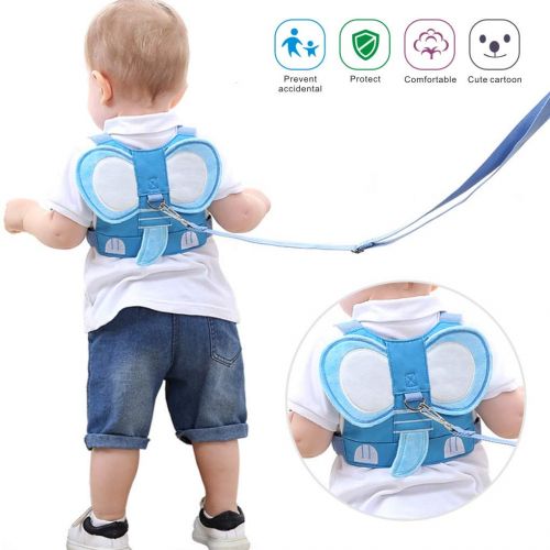  [아마존베스트]Idefair Kids Harness, Kid Leash Anti Lost Belt Harness Safety Walking Leash for Age 1-5 Years Old Boys and Girls to Disneyland, Mall or Zoo (Elephant Blue)