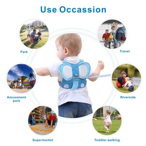  [아마존베스트]Idefair Kids Harness, Kid Leash Anti Lost Belt Harness Safety Walking Leash for Age 1-5 Years Old Boys and Girls to Disneyland, Mall or Zoo (Elephant Blue)