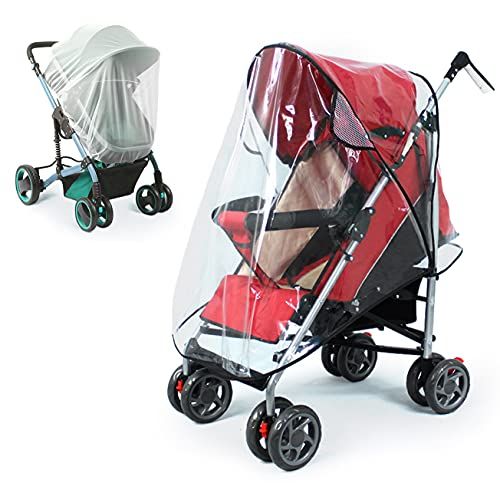  Universal Baby Stroller Rain Cover + Mosquito Net,Idefair Weather Shield Accessories,Protect from Rain Wind Snow Dust Water Proof Ventilate Clear-Breathable Bug Shield for Baby Str