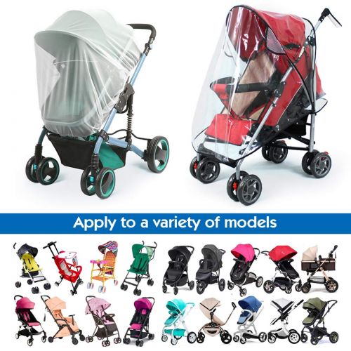  Universal Baby Stroller Rain Cover + Mosquito Net,Idefair Weather Shield Accessories,Protect from Rain Wind Snow Dust Water Proof Ventilate Clear-Breathable Bug Shield for Baby Str