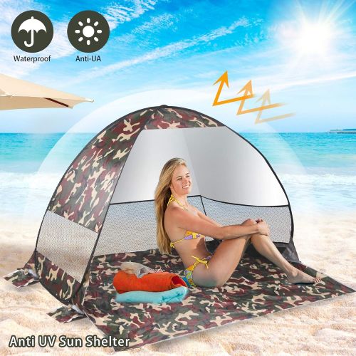  Idefair Pop Up Beach Tent,Sun Shelter Automatic Anti-UV Shade Waterproof Large Instant Tent Outdoor Camping Tent for Families Beach Outdoor Camping Picnic Fishing Backyard Garden H