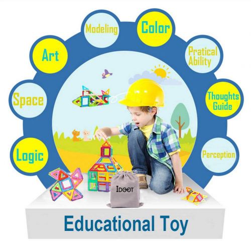  [아마존 핫딜]  [아마존핫딜]Idoot idoot Magnetic Blocks Building Set for Kids, Magnetic Tiles Educational Building Construction Toys for Boys & Girls with Storage Bag - 56Pcs