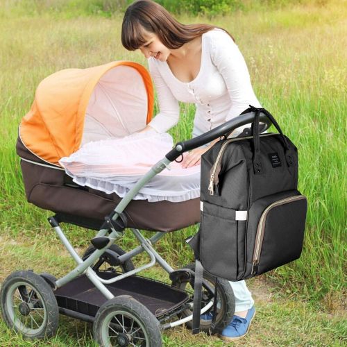  [아마존베스트]Iduola Land Diaper Bag Backpack, Large Capacity Baby Bag Backpack Stylish Maternity Multi-Function Travel Back Pack for Mom Dad, Waterproof and Durable (Black)