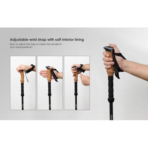  IeGeek ieGeek Trekking Poles with Headband - 2 pc Pack Adjustable Hiking or Walking Sticks - Tough, Lightweight, Collapsible Hiking Poles for All Terrains and Season