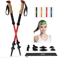 IeGeek ieGeek Trekking Poles with Headband - 2 pc Pack Adjustable Hiking or Walking Sticks - Tough, Lightweight, Collapsible Hiking Poles for All Terrains and Season