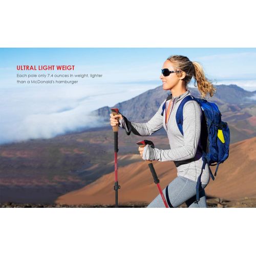  IeGeek ieGeek Trekking Poles with Headband - 2 pc Pack Adjustable Hiking or Walking Sticks - Tough, Lightweight, Collapsible Hiking Poles for All Terrains and Season