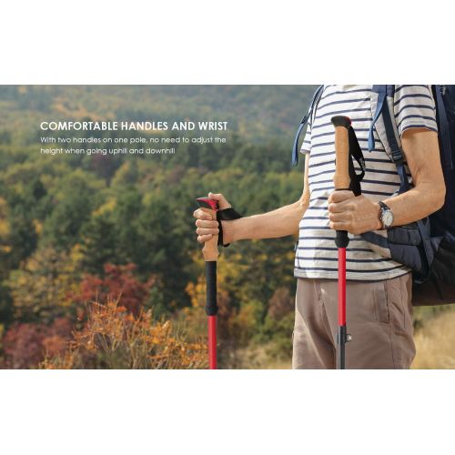  IeGeek ieGeek Trekking Poles with Headband - 2 pc Pack Adjustable Hiking or Walking Sticks - Tough, Lightweight, Collapsible Hiking Poles for All Terrains and Season