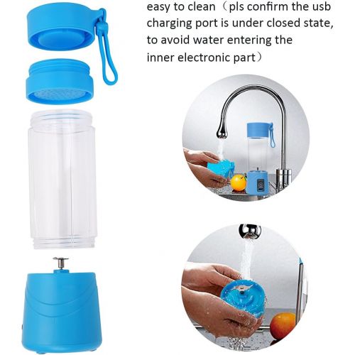  ieGeek Mini Mixer Tragbare Smoothie Maker Blender Mobiler Standmixer mit USB Wiederaufladbar Reise Juicer Sport BPA Frei 380ml Blau
