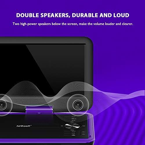  [아마존베스트]IeGeek ieGeek 11.5 Portable DVD Player with SD Card/USB Port, 5 Hour Rechargeable Battery, Eye-protective Screen, Support AV-IN/ OUT, Region Free, Purple