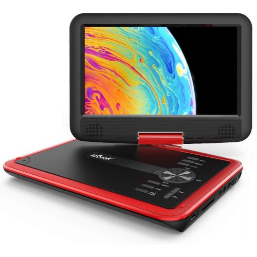  [아마존베스트]IeGeek ieGeek 11.5 Portable DVD Player with SD Card/USB Port, 5 Hour Rechargeable Battery, Eye-protective Screen, Support AV-IN/ OUT, Region Free, Red