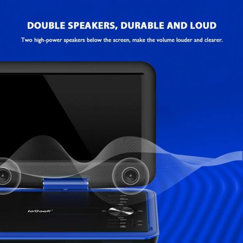  [아마존베스트]IeGeek ieGeek 11.5 Portable DVD Player with SD Card/USB Port, 5 Hour Rechargeable Battery, Eye-protective Screen, Support AV-IN/ OUT, Region Free, Blue