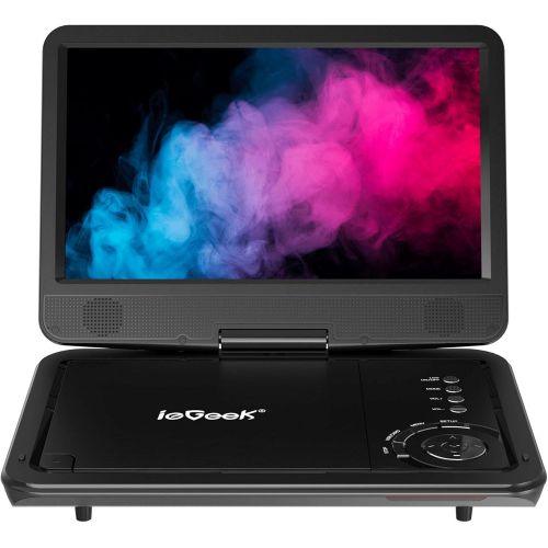  [아마존베스트]IeGeek ieGeek Portable DVD CD Player with 12.5 HD Swivel Screen, 5 Hrs Long Lasting Built-in Rechargeable Battery, Region Free, Personal DVD Players with Remote Control, Support USB&SD, A