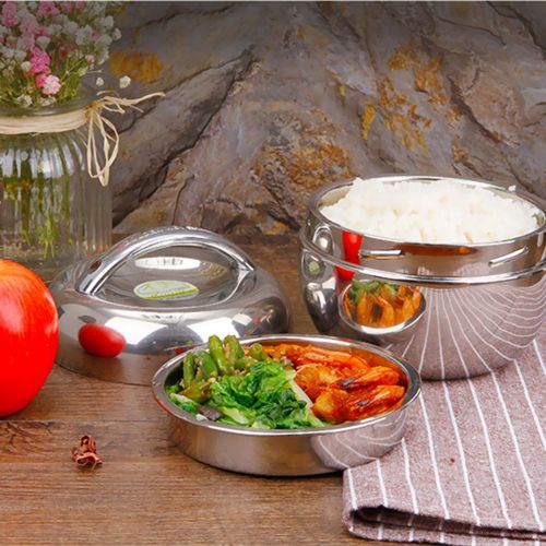  Ieasycan Stainless Food Container For Kids Furniture & Room Decor ,Apple Shape Round 2-Compartment Bento Box With Lid, Eco-Friendly Divided Plate Lunch Tray With Cover Hold Warm 3 Hours For