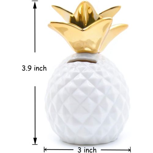  [아마존베스트]Iefoah iefoah Pineapple Coin Piggy Bank Decorative Ceramic Pineapples Shaped Cans Cute Girls Piggy Bank for Pineapple Theme Party Decor Girls Kids Children Adults Birthday Gifts (White)