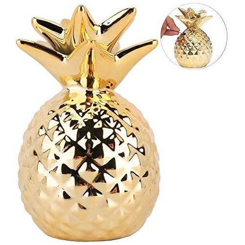  [아마존베스트]Iefoah iefoah Pineapple Girls Piggy Bank Ceramic Pineapples Shape Cans Decorative Kids Adults Piggy Bank for Home Bedroom Party Decorations Valentines Day Kids Birthday Gifts (Gold)