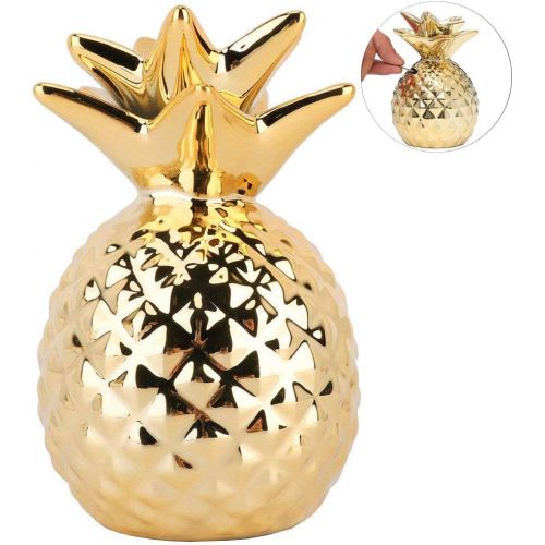  [아마존베스트]Iefoah iefoah Pineapple Girls Piggy Bank Ceramic Pineapples Shape Cans Decorative Kids Adults Piggy Bank for Home Bedroom Party Decorations Valentines Day Kids Birthday Gifts (Gold)