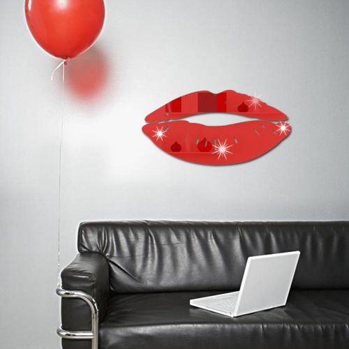  Iekofo HomeFun - Modern 3D Lips DIY Mirror Wall Sticker Removable Home Room Decor Acrylic Mirror Decor of Self Adhesive for Art Window Kitchen