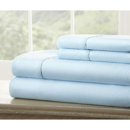  Ienjoy Home ienjoy Home 4 Piece Home Collection Premium Embossed Chevron Design Bed Sheet Set, California King, Aqua, Calking,