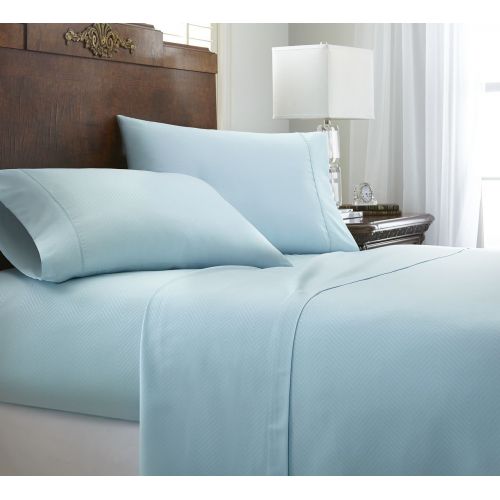  Ienjoy Home ienjoy Home 4 Piece Home Collection Premium Embossed Chevron Design Bed Sheet Set, California King, Aqua, Calking,