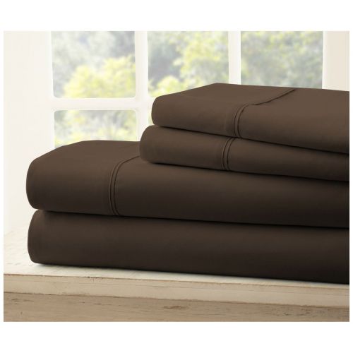  Ienjoy Home Home Collection 3 Piece Hotel Quality Ultra Soft Deep Pocket Bed Sheet Set - Twin XL - Chocolate