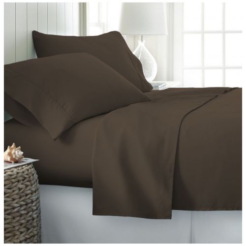 Ienjoy Home Home Collection 3 Piece Hotel Quality Ultra Soft Deep Pocket Bed Sheet Set - Twin XL - Chocolate