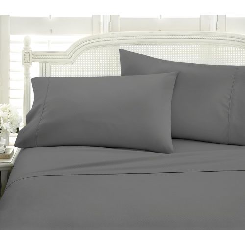  Ienjoy Home ienjoy Home Hotel Collection Embossed Chevron 4 Piece Sheet Set, FULL, GRAY