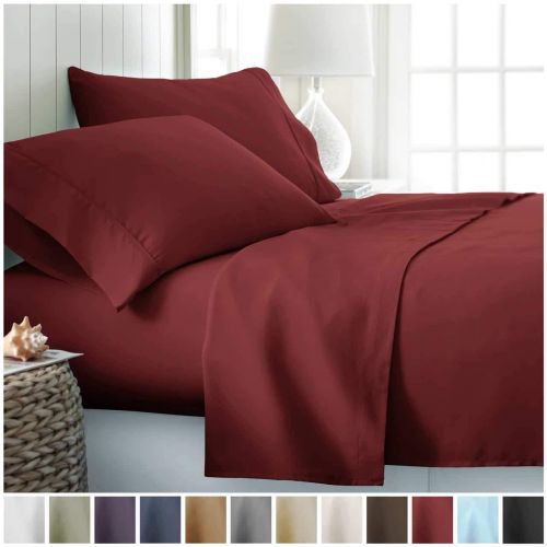  Ienjoy Home Home Collection 3 Piece Hotel Quality Ultra Soft Deep Pocket Bed Sheet Set - Twin XL - Burgundy