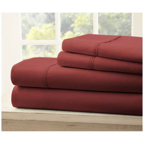  Ienjoy Home Home Collection 3 Piece Hotel Quality Ultra Soft Deep Pocket Bed Sheet Set - Twin XL - Burgundy