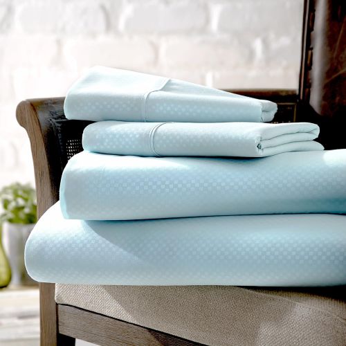  Ienjoy Home ienjoy Home Hotel Collection Embossed Checkered 4 Piece Sheet Set, California King, Aqua