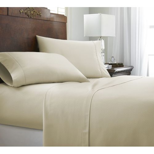  Ienjoy Home ienjoy Home 4 Piece Home Collection Premium Embossed Chevron Design Bed Sheet Set, California King, Cream, Calking,