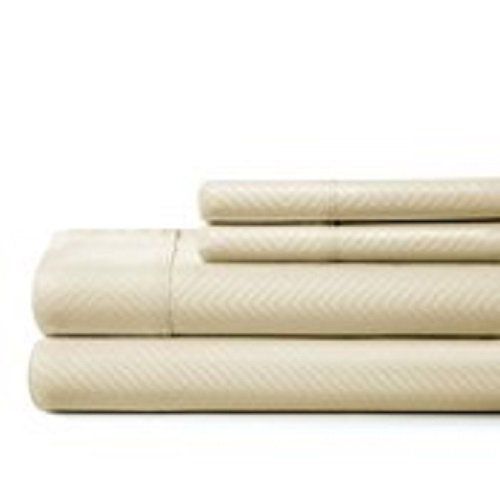  Ienjoy Home ienjoy Home Hotel Collection Embossed Chevron 4 Piece Sheet Set, QUEEN, IVORY